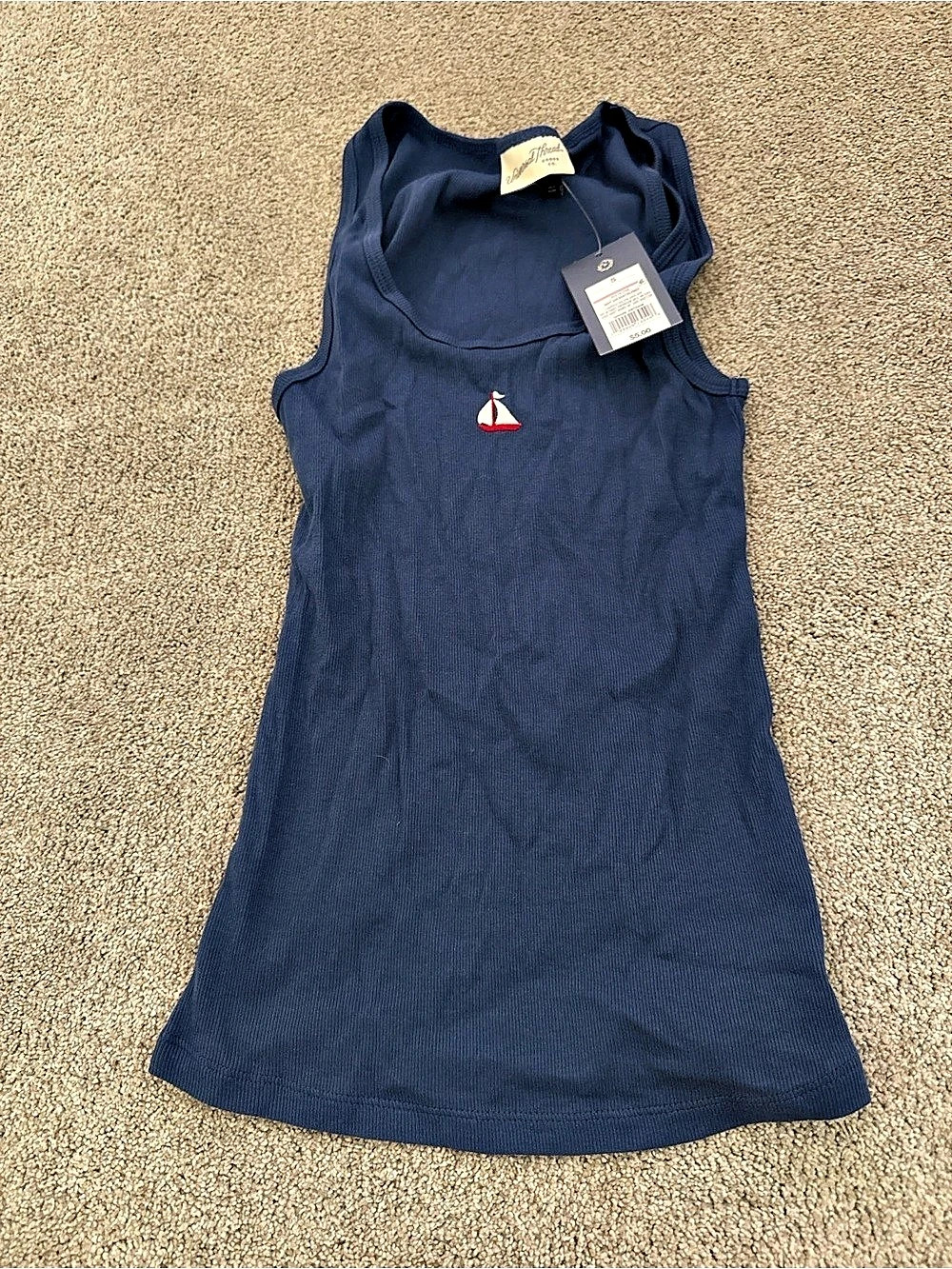 Vineyard Vines Ribbed Tank Top in Blue Size Medium NWT